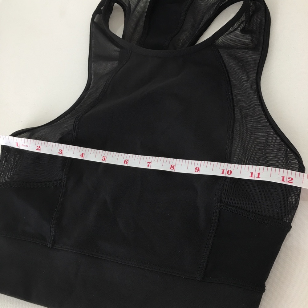 Lululemon Cropped Workout Tank Top Black Sheer Mesh Panels Athletic Racerback - Picture 12 of 13